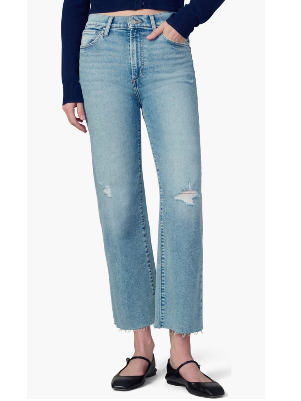 Joes Jeans The Blake high rise wide leg cropped raw hem jeans